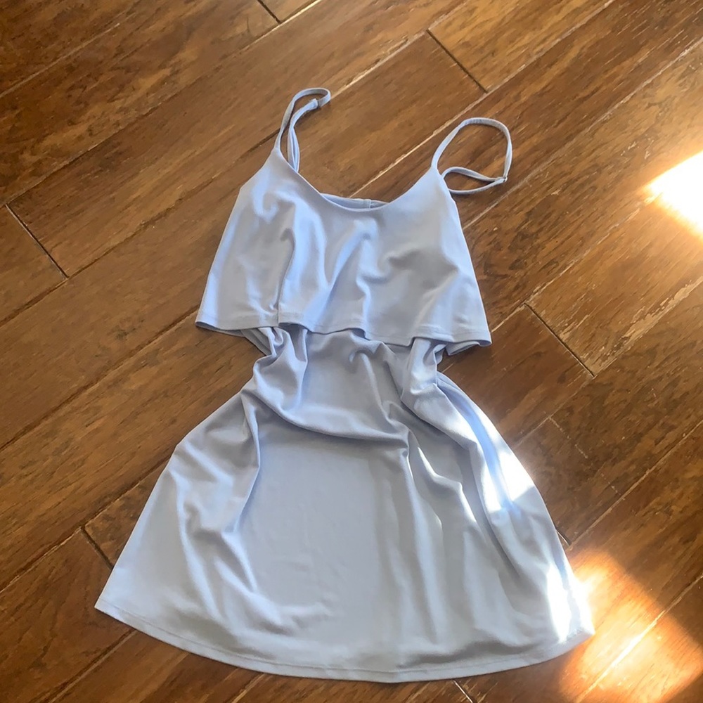 Blue ruffle mini dress